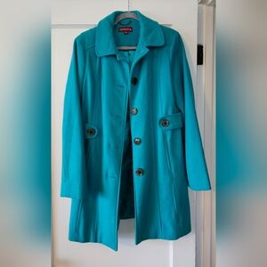 Merona Turquoise Midlength Wool Blend Trench